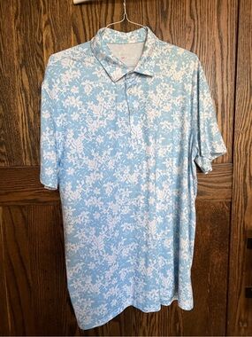 Southern Tide Light Blue Floral Polo Shirt - Men's Casual Tee